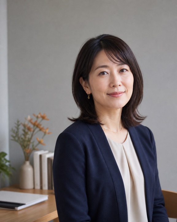 架空講師・佐藤直子のプロフィール写真（ポートフォリオ用サンプル）